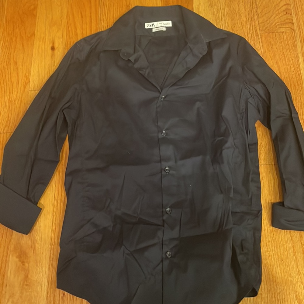 Zara super slim fit blue button down shirt